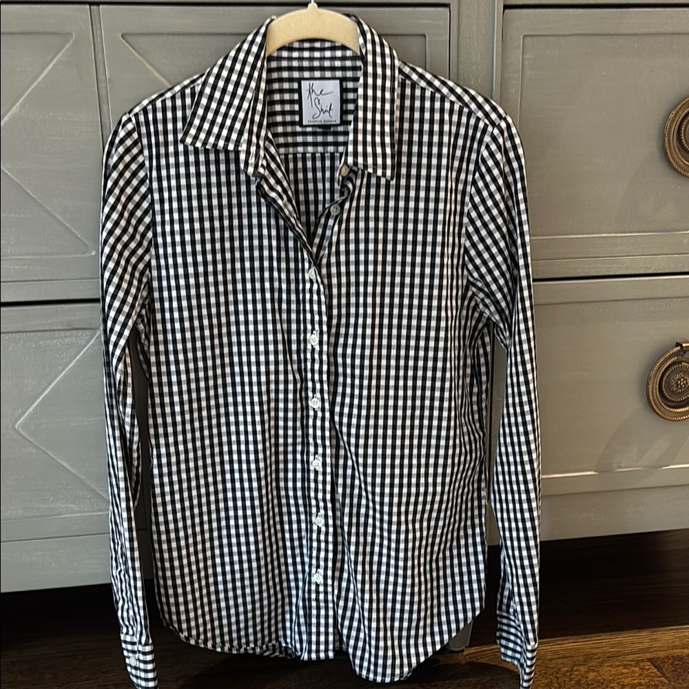 Black and White Checkered Women's Shirt by Rochelle Behrens